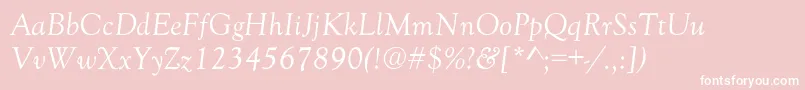 GoudyNormalItalic-Schriftart – Weiße Schriften auf rosa Hintergrund