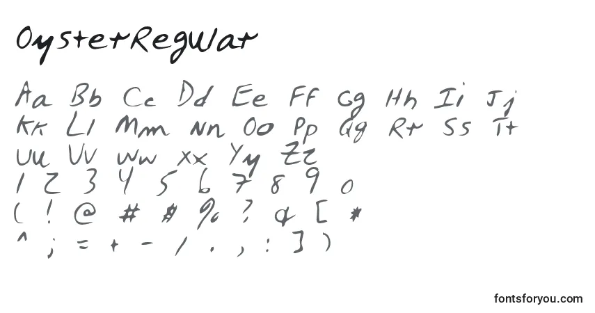 A fonte OysterRegular – alfabeto, números, caracteres especiais