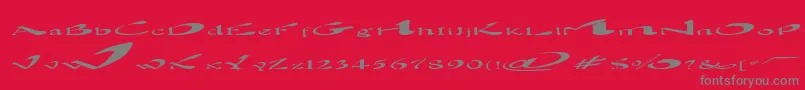 フォントBlownAway – 赤い背景に灰色の文字