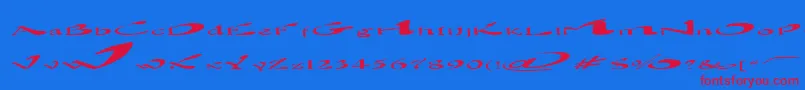 BlownAway Font – Red Fonts on Blue Background