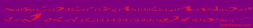 BlownAway-Schriftart – Rote Schriften auf violettem Hintergrund