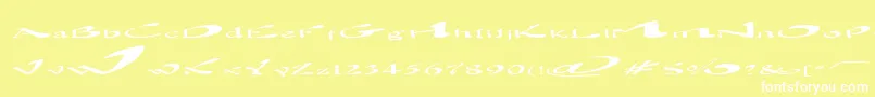 フォントBlownAway – 黄色い背景に白い文字