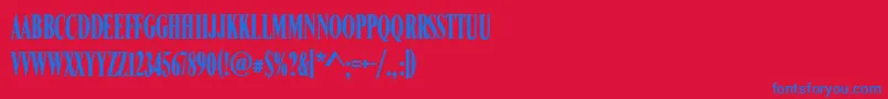 フォントRomanCompressedRegular – 赤い背景に青い文字