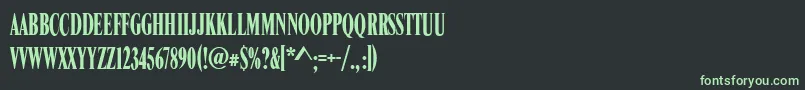 RomanCompressedRegular-fontti – vihreät fontit mustalla taustalla