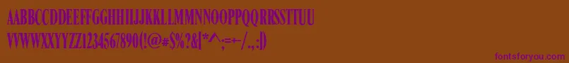 RomanCompressedRegular-Schriftart – Violette Schriften auf braunem Hintergrund