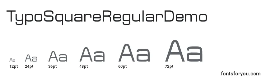 Размеры шрифта TypoSquareRegularDemo