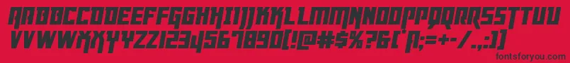 Fonte Dangerflightital – fontes pretas em um fundo vermelho