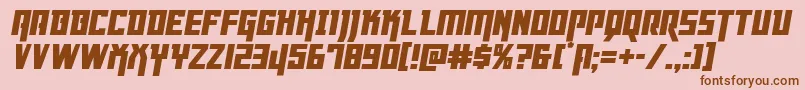 フォントDangerflightital – ピンクの背景に茶色のフォント