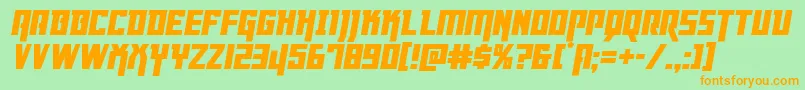 Fonte Dangerflightital – fontes laranjas em um fundo verde