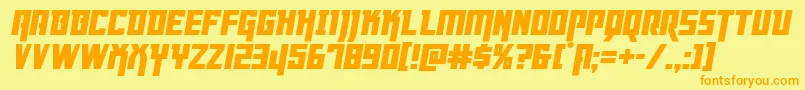 Dangerflightital-Schriftart – Orangefarbene Schriften auf gelbem Hintergrund