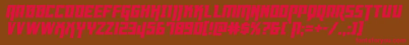 フォントDangerflightital – 赤い文字が茶色の背景にあります。