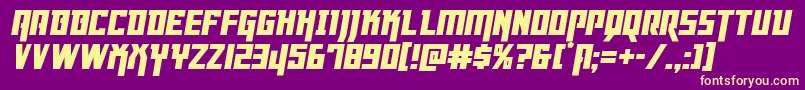 フォントDangerflightital – 紫の背景に黄色のフォント