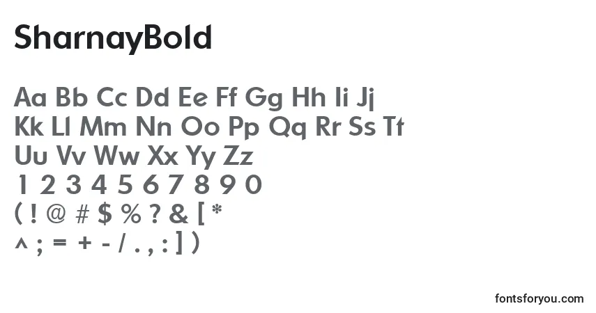 Schriftart SharnayBold – Alphabet, Zahlen, spezielle Symbole