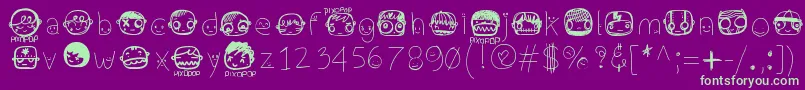 Pixopopconfusion Font – Green Fonts on Purple Background