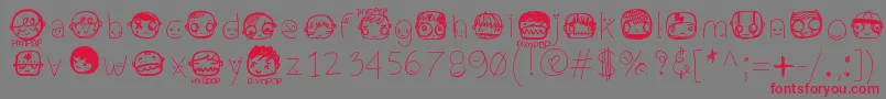 フォントPixopopconfusion – 赤い文字の灰色の背景