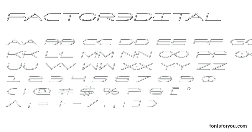 Factor3Dital Font – alphabet, numbers, special characters