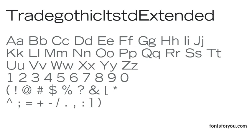 Schriftart TradegothicltstdExtended – Alphabet, Zahlen, spezielle Symbole