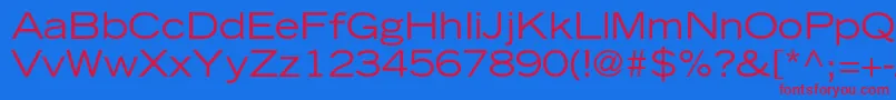 TradegothicltstdExtended Font – Red Fonts on Blue Background