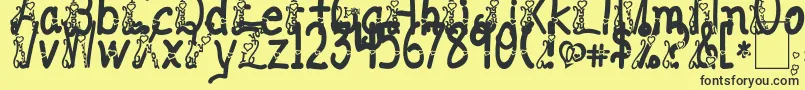 ILoveYouAbc123 Font – Black Fonts on Yellow Background