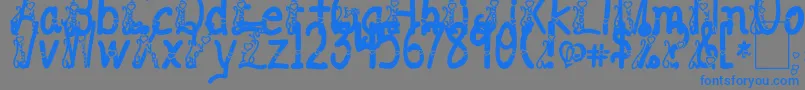 フォントILoveYouAbc123 – 灰色の背景に青い文字
