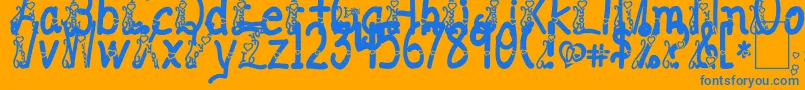 ILoveYouAbc123 Font – Blue Fonts on Orange Background
