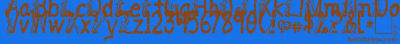 ILoveYouAbc123 Font – Brown Fonts on Blue Background