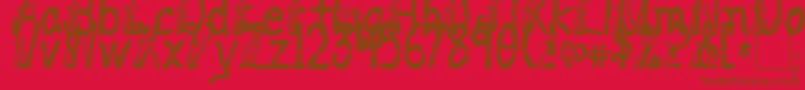 Fonte ILoveYouAbc123 – fontes marrons em um fundo vermelho