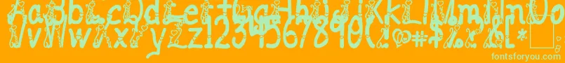 ILoveYouAbc123-Schriftart – Grüne Schriften auf orangefarbenem Hintergrund