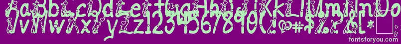 ILoveYouAbc123 Font – Green Fonts on Purple Background