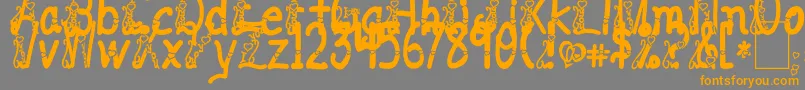 フォントILoveYouAbc123 – オレンジの文字は灰色の背景にあります。