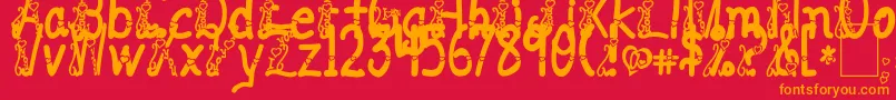 ILoveYouAbc123 Font – Orange Fonts on Red Background