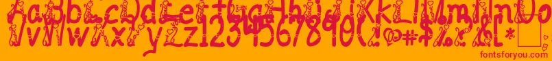 ILoveYouAbc123 Font – Red Fonts on Orange Background