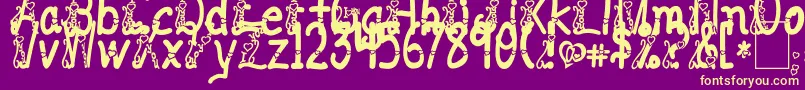 ILoveYouAbc123 Font – Yellow Fonts on Purple Background