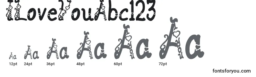 Größen der Schriftart ILoveYouAbc123