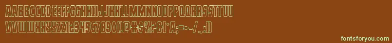 フォントProwlerout – 緑色の文字が茶色の背景にあります。