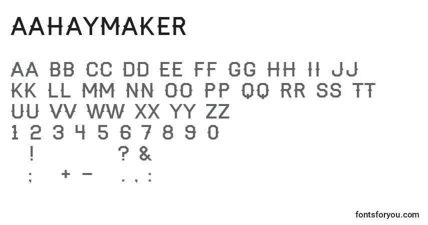 AaHaymaker Font – alphabet, numbers, special characters