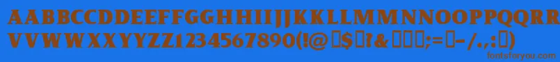 フォントKingofromeFreeForPersonalUseOnly – 茶色の文字が青い背景にあります。