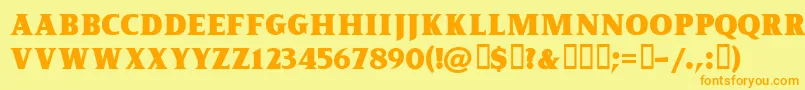 フォントKingofromeFreeForPersonalUseOnly – オレンジの文字が黄色の背景にあります。