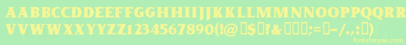 フォントKingofromeFreeForPersonalUseOnly – 黄色の文字が緑の背景にあります