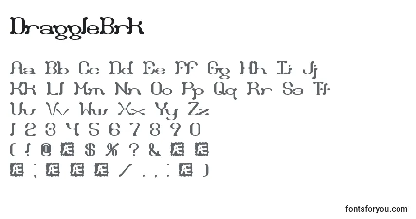 Schriftart DraggleBrk – Alphabet, Zahlen, spezielle Symbole