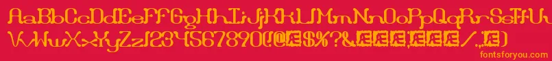 フォントDraggleBrk – 赤い背景にオレンジの文字