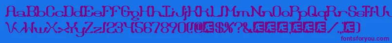 フォントDraggleBrk – 紫色のフォント、青い背景