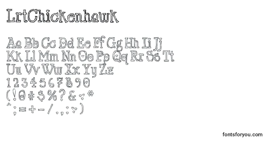 Fuente LrtChickenhawk - alfabeto, números, caracteres especiales