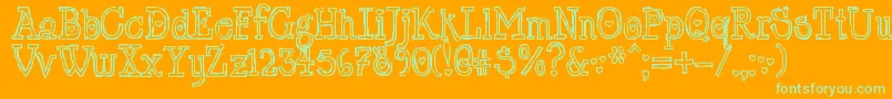 LrtChickenhawk-Schriftart – Grüne Schriften auf orangefarbenem Hintergrund