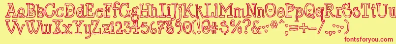 LrtChickenhawk-Schriftart – Rote Schriften auf gelbem Hintergrund
