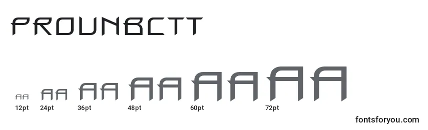 Размеры шрифта Prounbctt