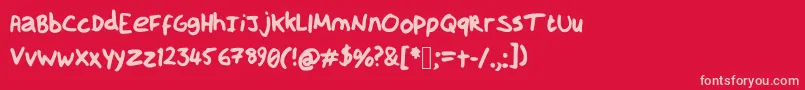 フォントHandOfGamedevdan – 赤い背景にピンクのフォント