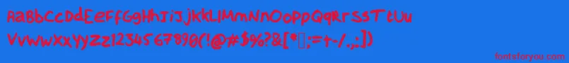 HandOfGamedevdan Font – Red Fonts on Blue Background