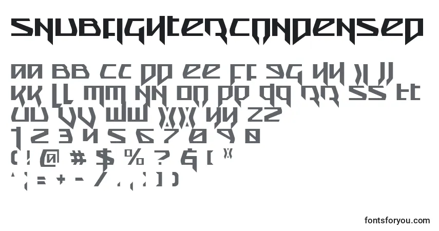 A fonte SnubfighterCondensed – alfabeto, números, caracteres especiais