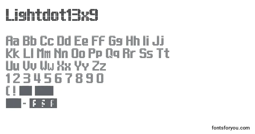 Fuente Lightdot13x9 - alfabeto, números, caracteres especiales